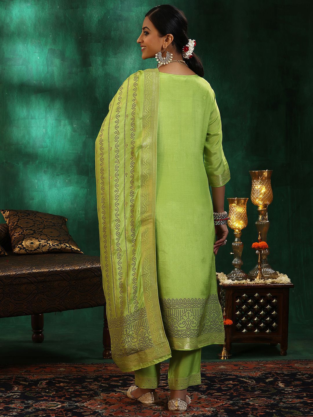 Libas Women Ethnic Motifs Regular Kurta with Trousers & With Dupatta