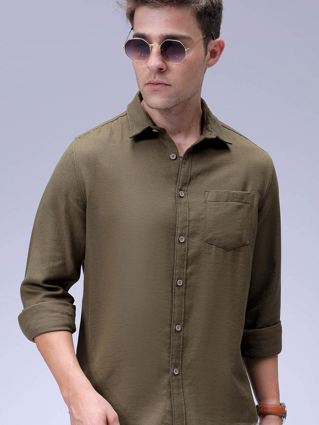 The Indian Garage Co Men Regular Fit Solid Resortwear Shirt