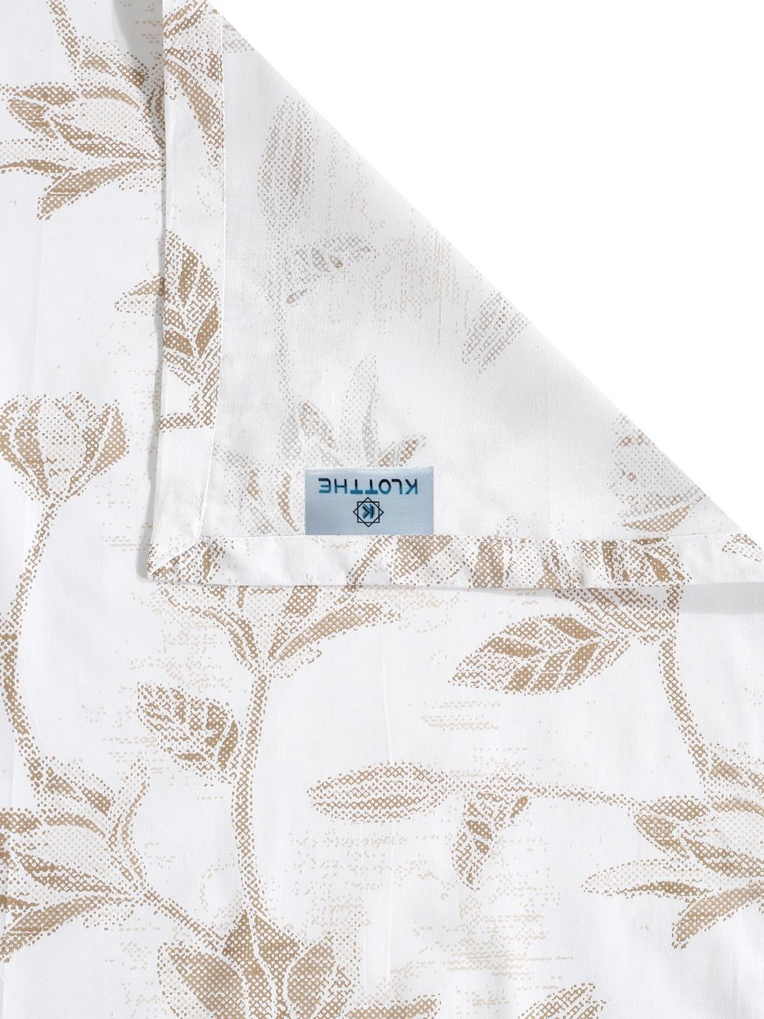 KLOTTHE White & Beige Floral 400 TC Bedsheet With 2 Pillow Covers