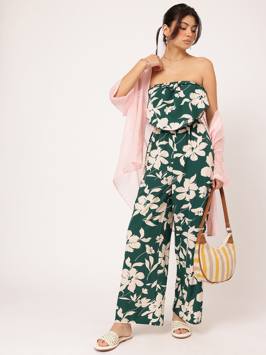 DressBerry Strapless Serenity Floral Print Layered Bandeau Jumpsuit