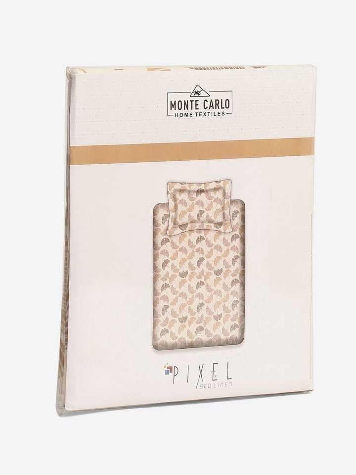 Monte Carlo Pixel Peach-Coloured Printed 120 TC Single Bedsheet Set 1.52 m x 2.30 m