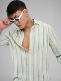 VASTRADO Men Classic Cutaway Collar Multi Striped Cotton Slim Fit Casual Shirt