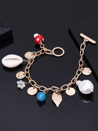DressBerry Gold-Plated Artificial Beaded Charm Bracelet
