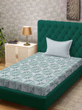Myntra Elegant Homes Green & Grey Geometric 400 TC Single Bedsheet with 1 Pillow Covers