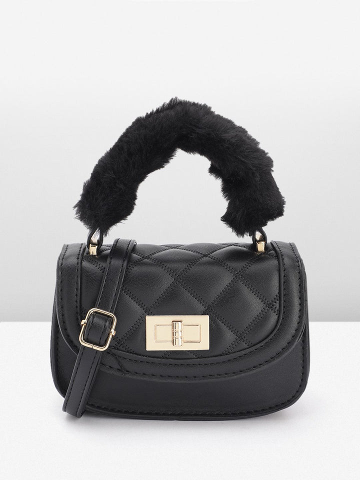 DressBerry Structured Brand Logo Embossed Quilted Satchel