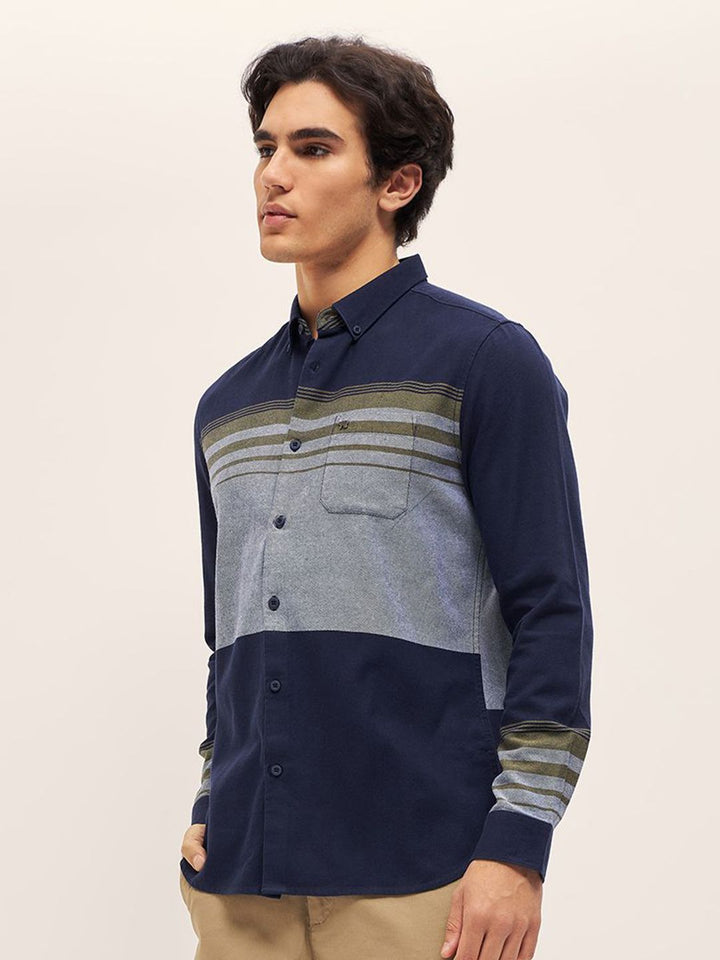 THE BEAR HOUSE Men Slim Fit Striped Cotton Casual Shirt