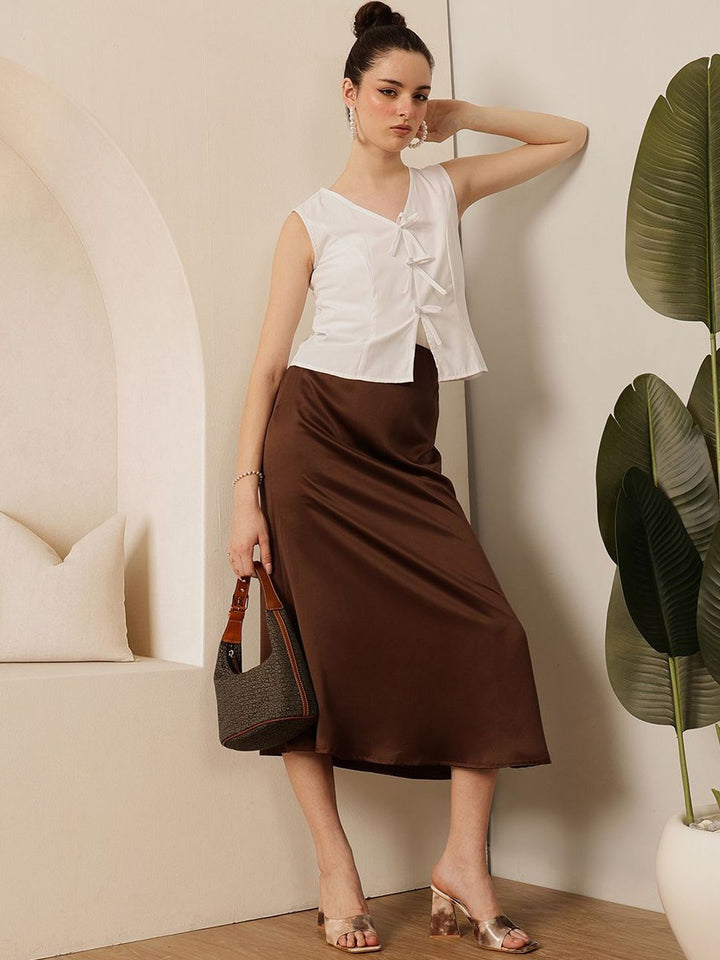 Jalan 9 A-line Midi Satin Skirt
