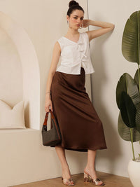 Jalan 9 A-line Midi Satin Skirt