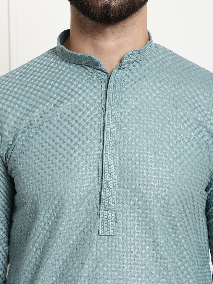 SOJANYA Rekaan Tenunan Kolar Mandarin Straight Cotton Kurta
