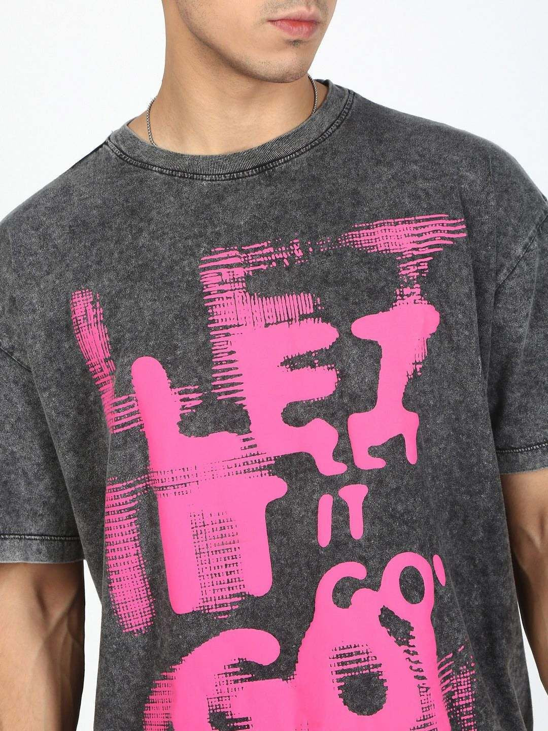 Bene Kleed Men Typography Printed Acid Wash Cotton Oversized T-shirt