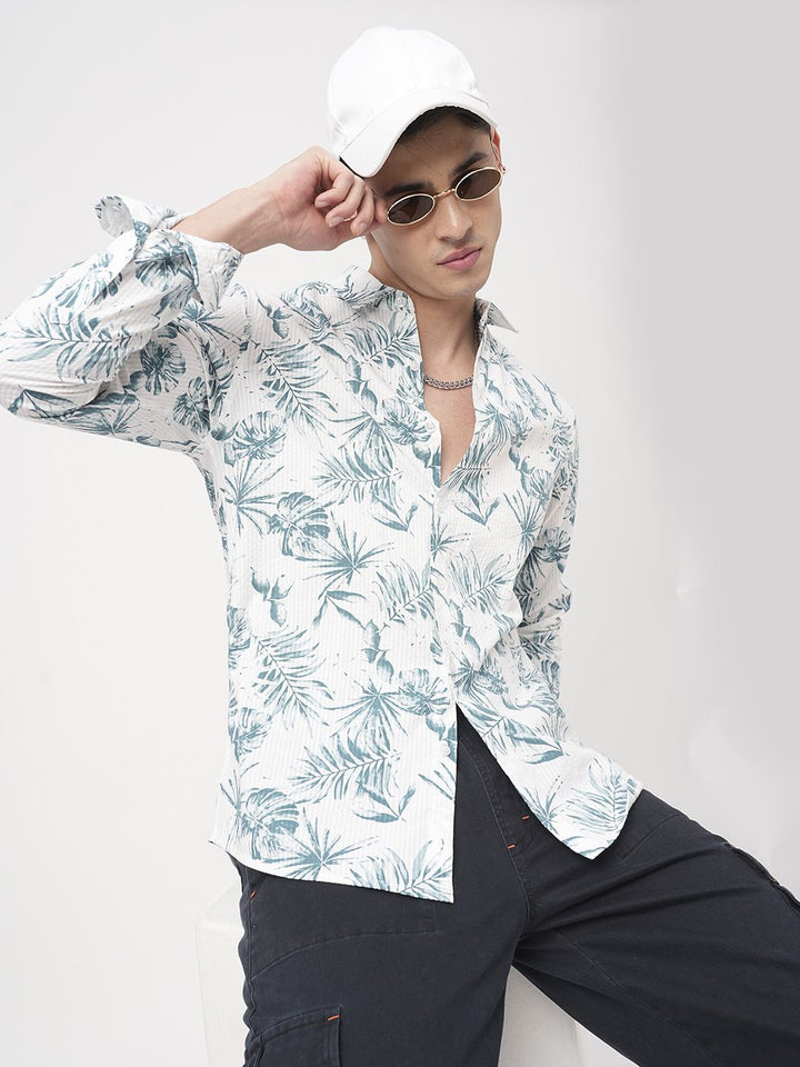 VASTRADO Men Classic Slim Fit Floral Opaque Printed Casual Shirt