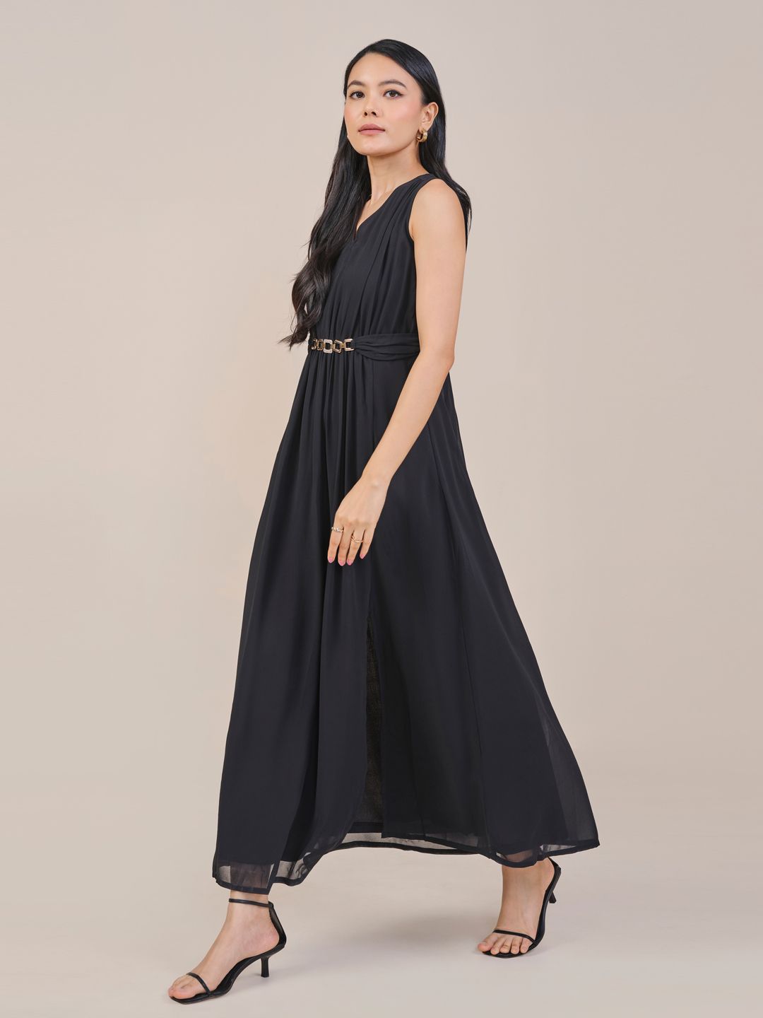 AND Women Sleeveless Fit & Flare Maxi Dress