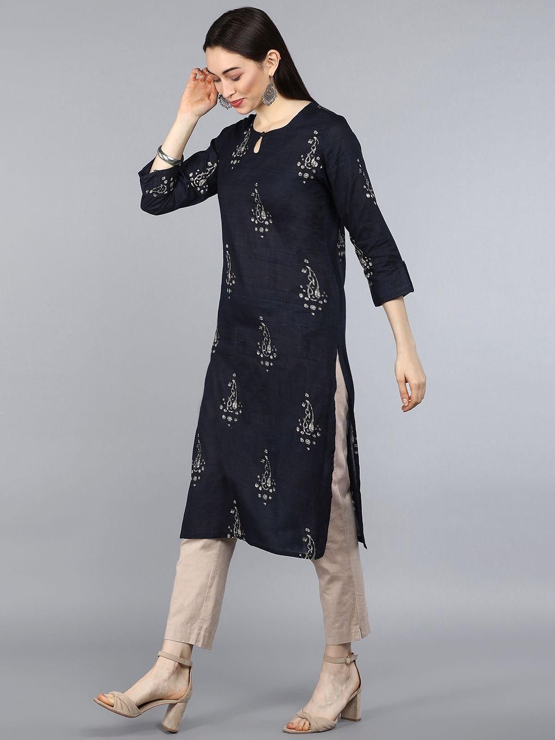 KALINI Women Ethnic Motifs Printed Keyhole Neck Kurta