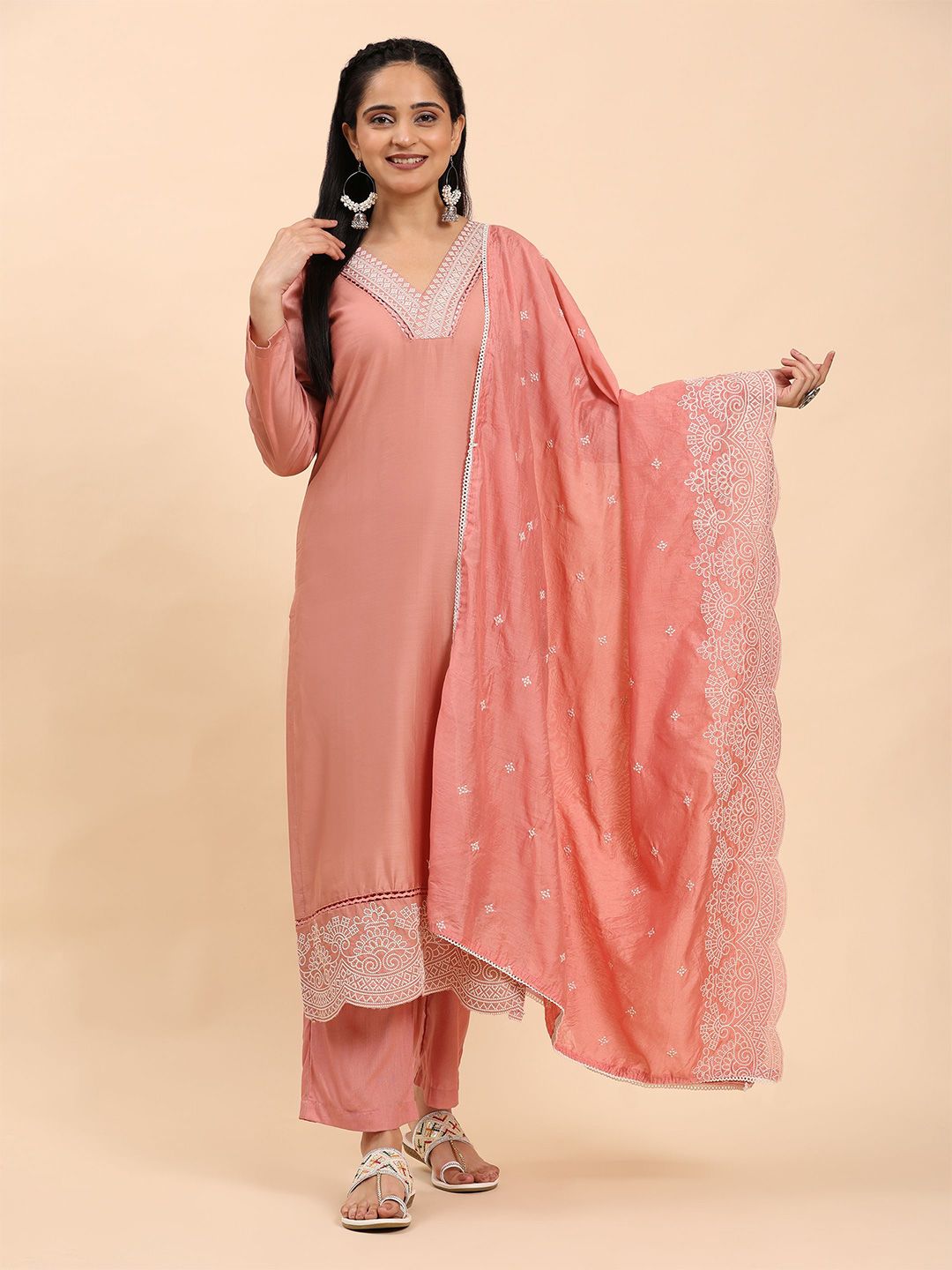 Mamicha Women Floral Printed Regular Pure Cotton Kurta with Palazzos & With Dupatta