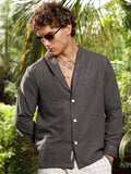 Campus Sutra Comfort Self Design Shawl Collar Oversized Shirt