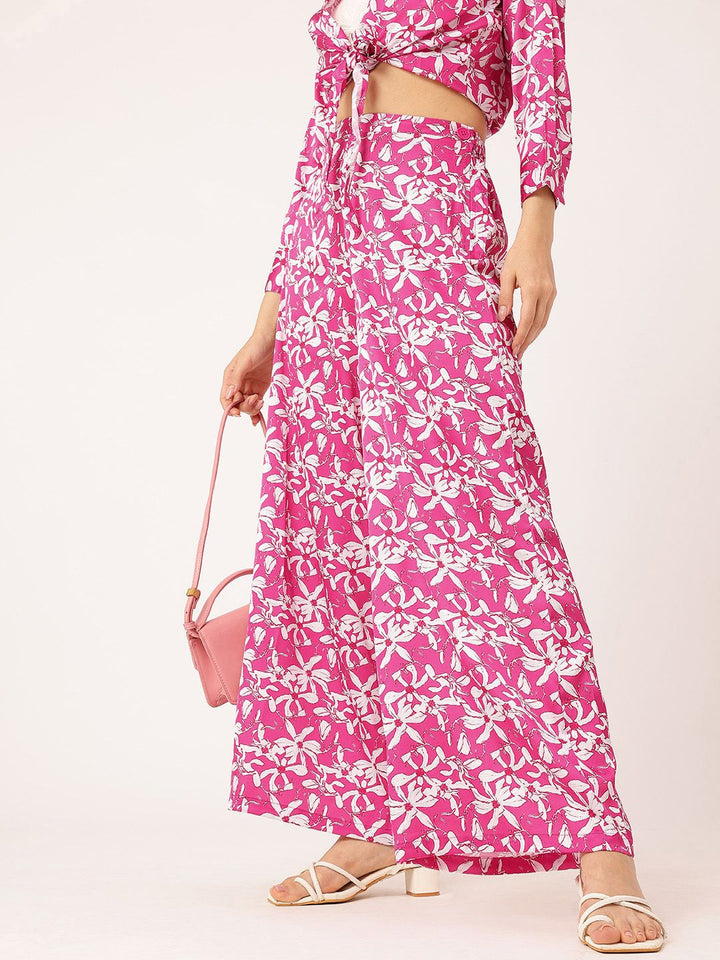 DressBerry Women Funky Bloom Summer Chic Wide Leg Trousers