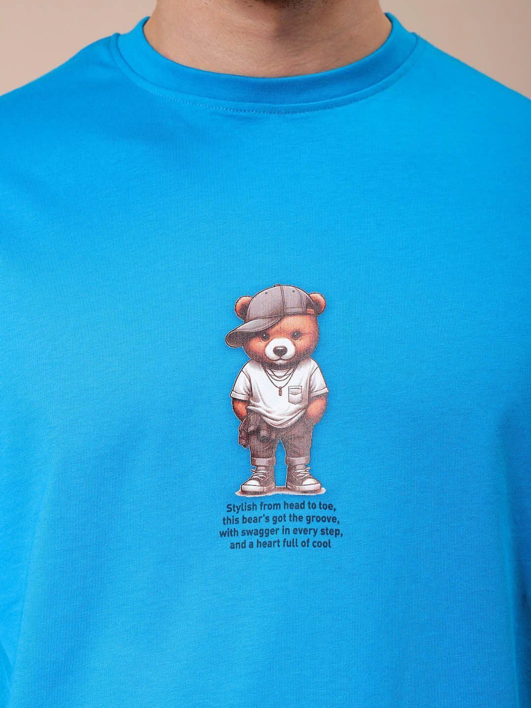 The Indian Garage Co Men Graphic Printed Round Neck Pure Cotton Oversized T-shirt