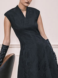 AND Self Design V-Neck Extended Sleeves Fit & Flare Above Knee Dress