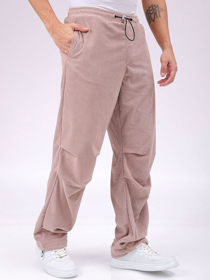 The Indian Garage Co Men Textured Tapered Fit Joggers Casual Trousers