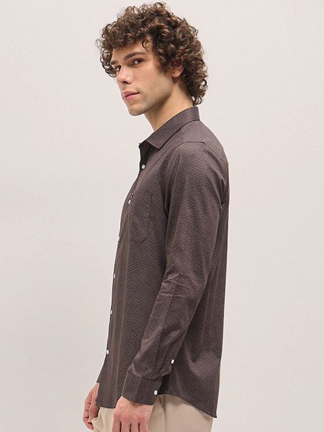 THE BEAR HOUSE Men Spread Collar Geometric Printed Cotton Tailored Fit Formal Shirt