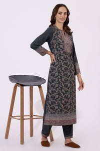 W Floral Printed Mandarin Collar Sequinned A-Line Kurta With Trousers & Dupatta
