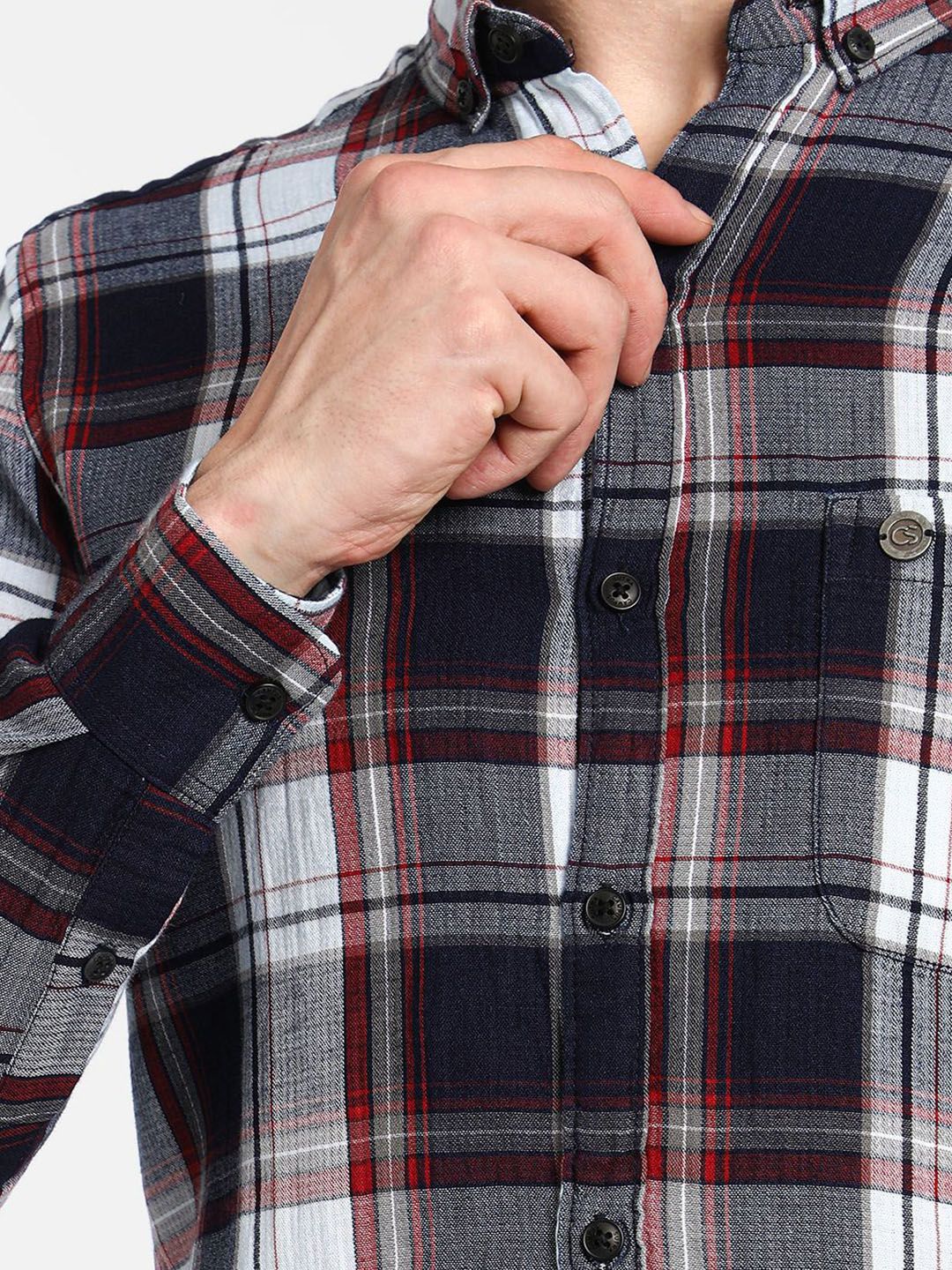 Campus Sutra Men Comfort Spread Collar Tartan Checked Cotton Casual Shirt