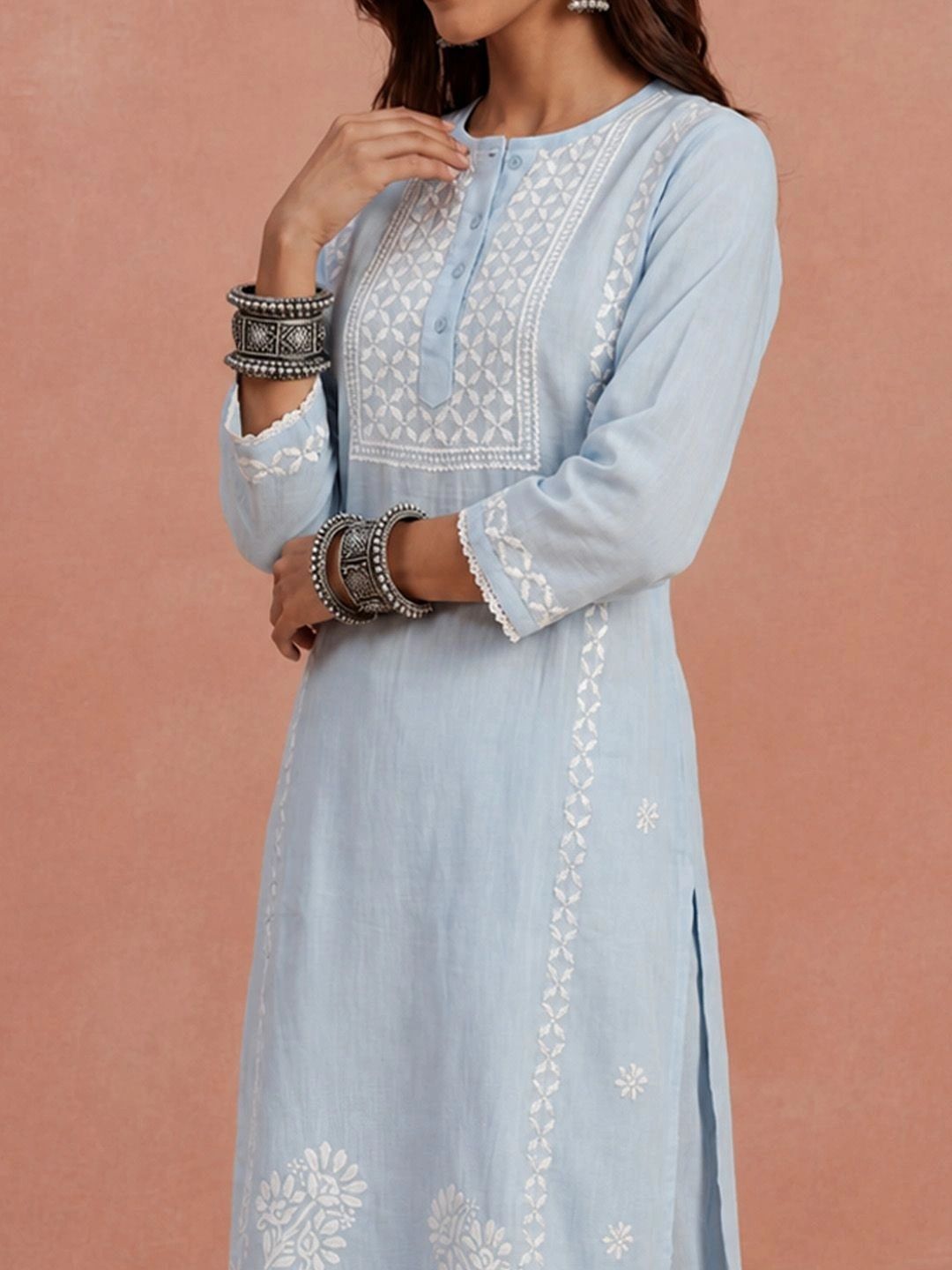 House of Chikankari Women Regular Chikankari Kurta with Trousers