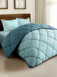 Story@home Turquoise Blue Solid Reversible 240 GSM Heavy Winter Double Bed Comforter
