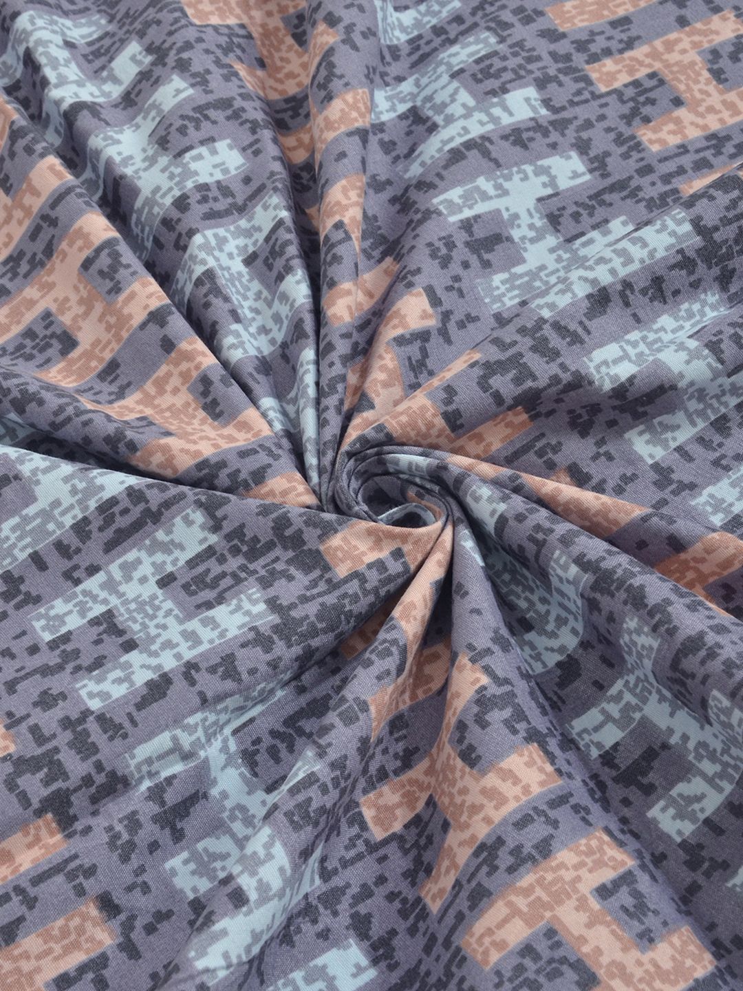 KLOTTHE Purple & Brown Abstract Printed Fitted 400 TC King Bedsheet With 2 Pillow Cover