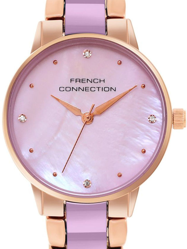 French Connection Women Stainless Steel Bracelet Style Straps Analogue Watch FCB10RGM