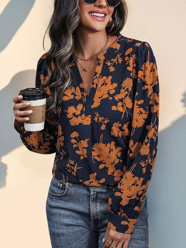 DressBerry Women Floral Printed Mandarin Collar Top