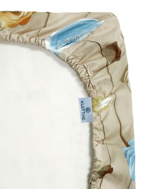 KLOTTHE Beige Floral Fitted 300TC King Superfine 7D Bedsheet & 2 Pillow Covers-2.50mx2.25m
