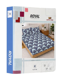 KLOTTHE Blue Geometric  300 TC Super King Fine Bedsheets