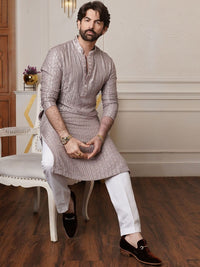 SOJANYA Men Embroidered Regular Kurta with Pyjamas