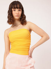 DressBerry Sunshine Style Textured Knit Smocked Bandeau Top