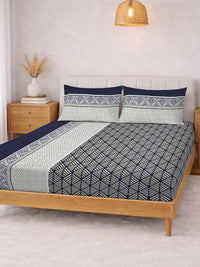 Myntra Elegant Homes Multicoloured Geometric 300 TC King Bedsheet with 2 Pillow Covers