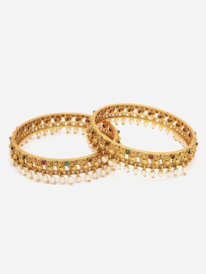 PANASH Set Of 2 24 CT Gold Plated Handcrafted Antique Bangles