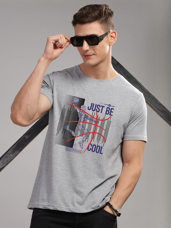 ADRO Men Grey Melange Tshirts