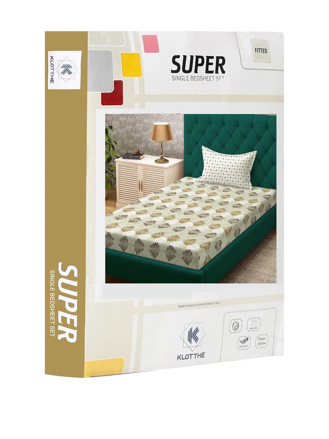 KLOTTHE Olive Floral Cotton Single Bedsheets
