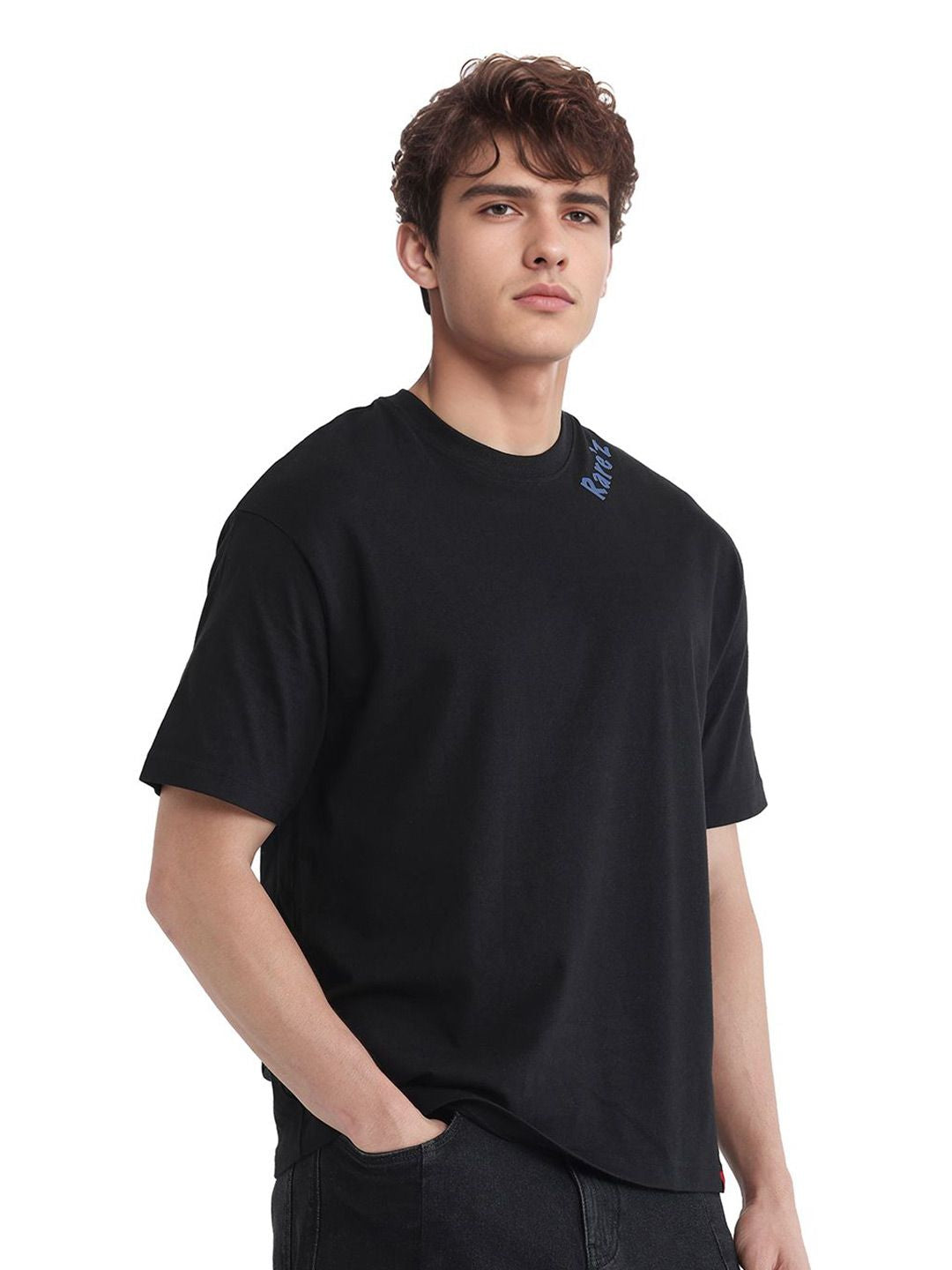 RARE RABBIT Men Graphic Printed Round Neck Cotton Oversized T-shirt