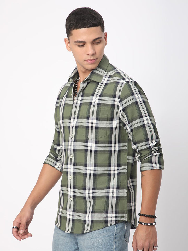VASTRADO Men Classic Slim Fit Opaque Checked Pure Cotton Casual Shirt