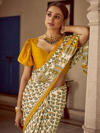 Saree mall Bagh Poly Crepe Block Print Sarees