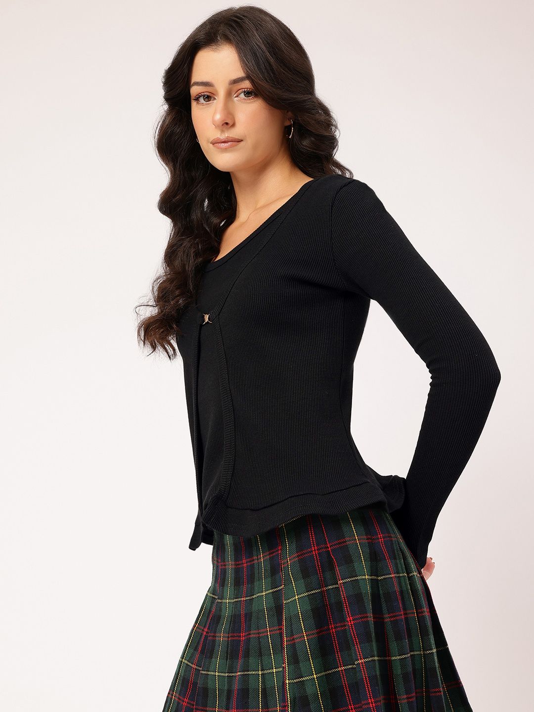 DressBerry Nostalgic Layers Ribbed Ruffled Top with Tank
