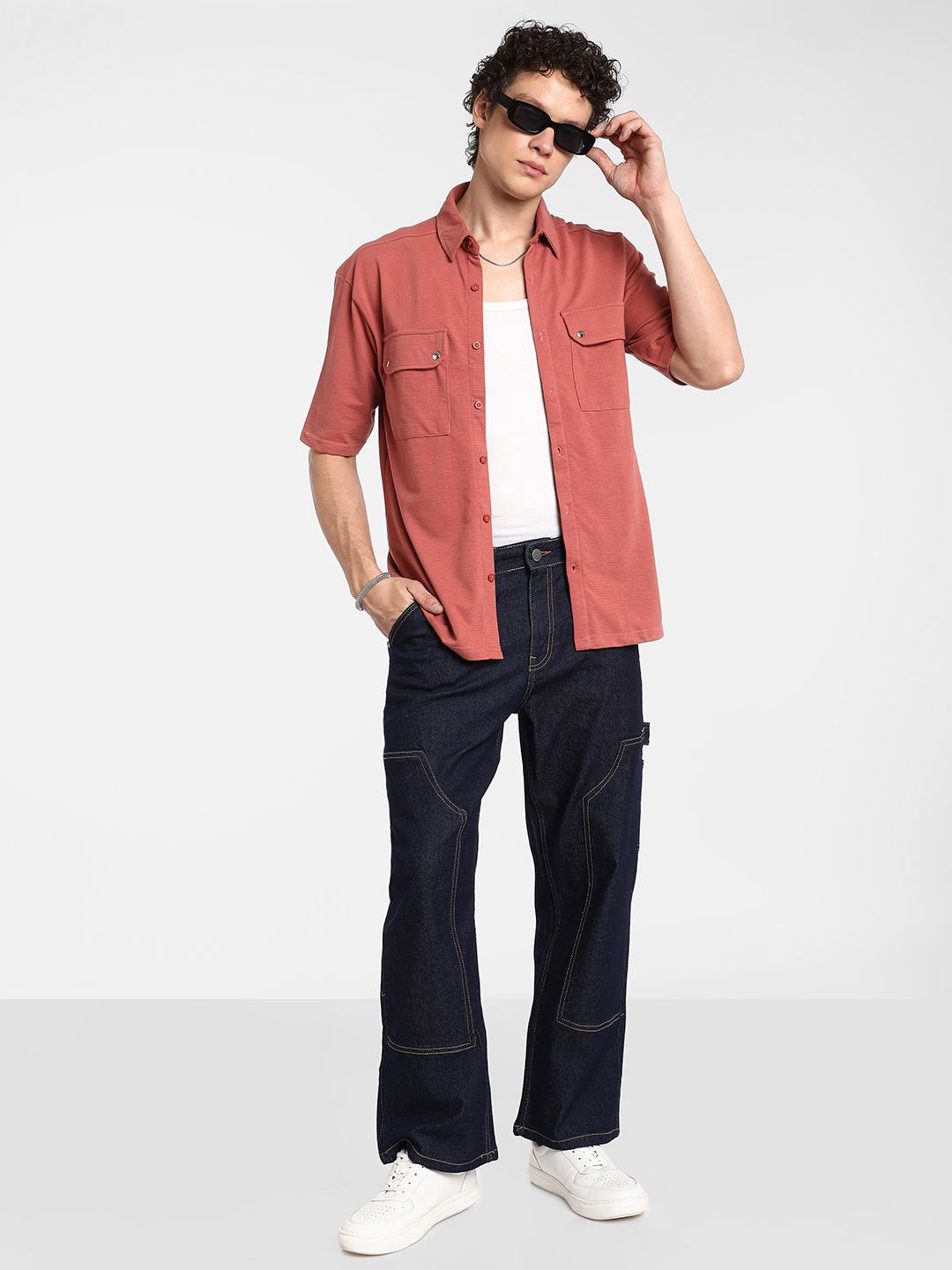 Campus Sutra Men Comfort Spread Collar Solid Cotton Casual Shirt