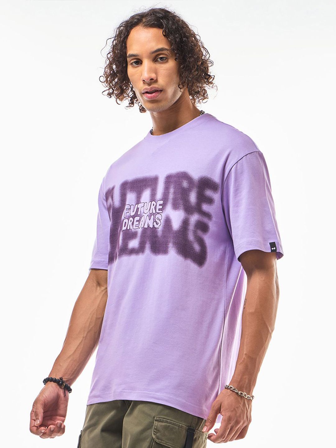 Bewakoof Men Typography Printed Drop Shoulder Sleeves Pure Cotton Oversized T-shirt