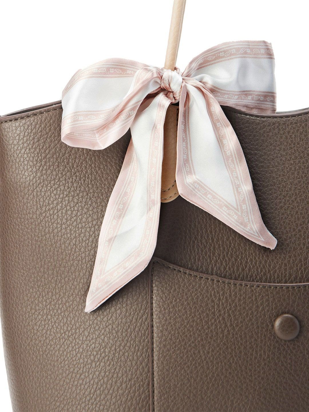 Lino Perros Colourblocked Oversized Bucket Tote Bag with Bow Detail
