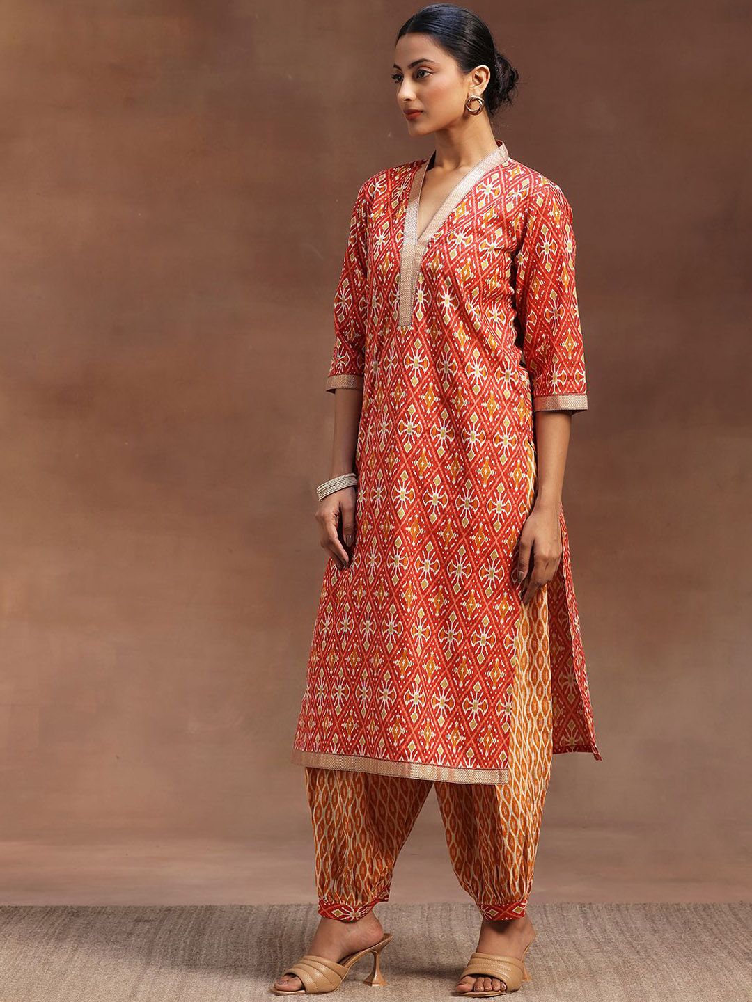 Libas Ethnic Motifs Printed Pure Cotton Straight Kurta with Salwar & Dupatta