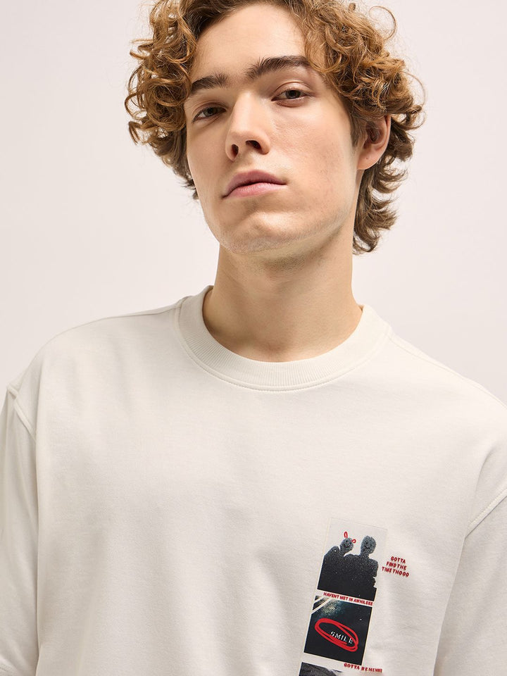 THE BEAR HOUSE Men Typography Printed Oversized T-shirt