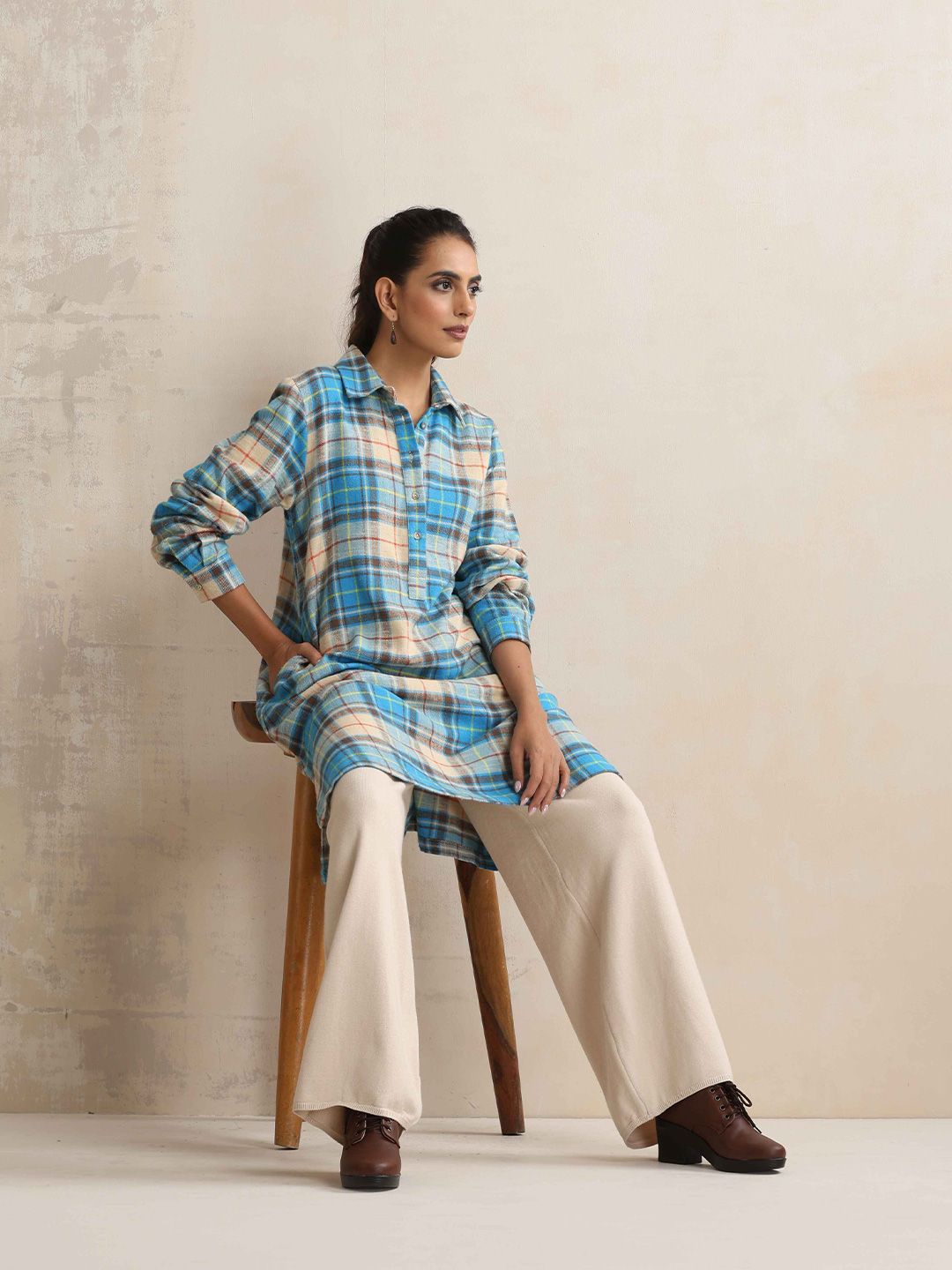 trueBrowns Checked Winter Top