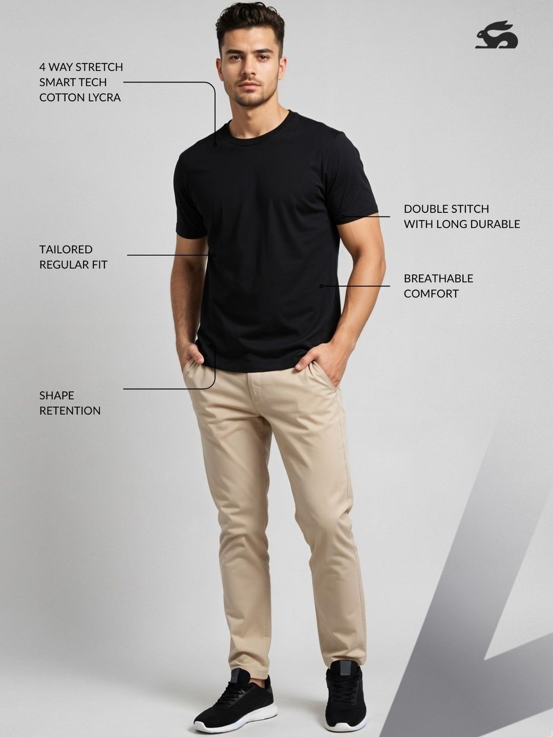 ADRO Round Neck Short Sleeves Skin-Friendly Regular Fit Casual T-shirt